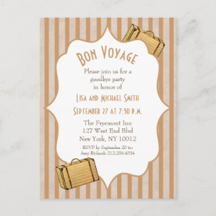 Vintage Suitcase Bon Voyage Goodbye Party Invite