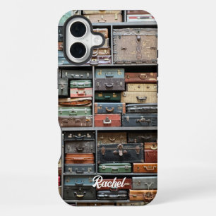 Vintage Suitcase Photo, Wanderlust Travel Custom iPhone 16 Plus Case