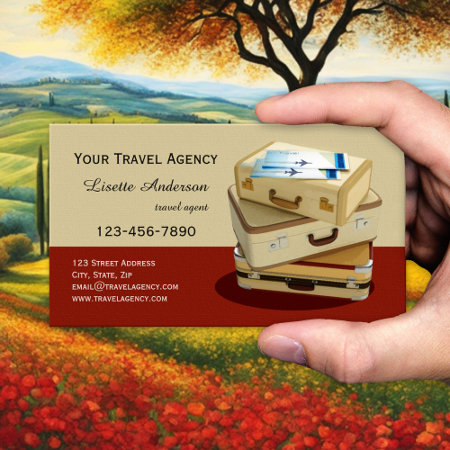 Vintage Suitcase Travel Agency Business Card
