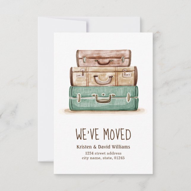 Vintage Suitcase We have Moved Moving Announcement (Front)