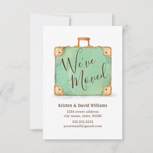 Vintage Suitcase We've Moved Moving Announcement (Front)