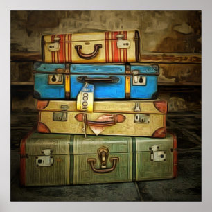Vintage suitcases poster