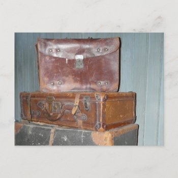 Vintage Suitcases - Stacked  Luggage Postcard by CountryCorner at Zazzle