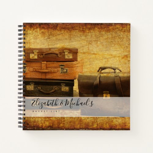 Vintage Suitcases Travel BUCKET LIST Custom Notebook