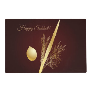 Vintage Sukkot Festival Jewish Holiday Lulav Etrog Placemat