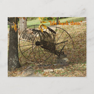 vintage sulky hay rake postcard- customize postcard