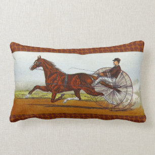 Vintage Sulky Horse Racing Lumbar Pillow