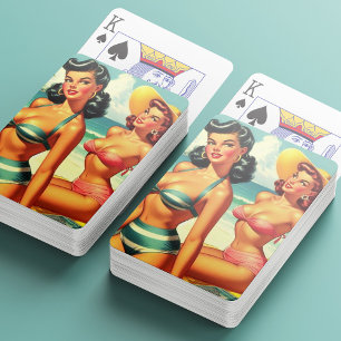 Vintage Summer Beach Pin Ups Poker Cards