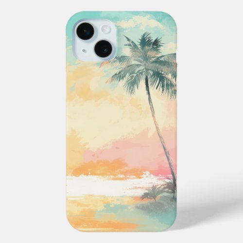 Vintage Summer Beach Sunny Landscape Watercolor iPhone 15 Plus Case