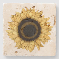 Vintage Summer Bloom Yellow Sunflower Coaster