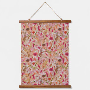 Vintage Summer Boho Wildflower Pampas Grass Hanging Tapestry