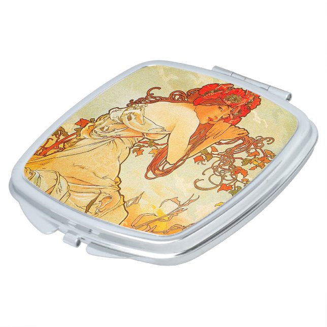 Vintage Summer by Alphonse Mucha Compact Mirror (Turned)