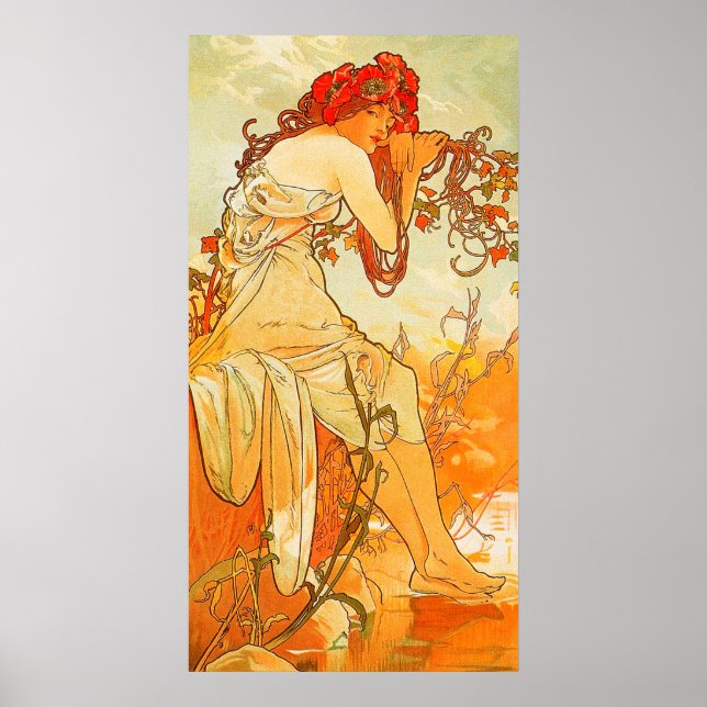 Vintage Summer by Alphonse Mucha Poster (Front)