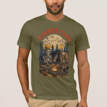 Vintage summer Camp Skeleton Campfire Design