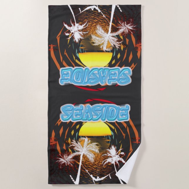 Vintage Summer Family Vacation Beach Towel (Front)