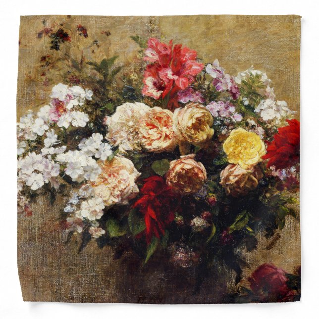Vintage Summer Flowers by Henri Fantin-Latour Bandana (Front)