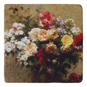 Vintage Summer Flowers by Henri Fantin-Latour Trivet
