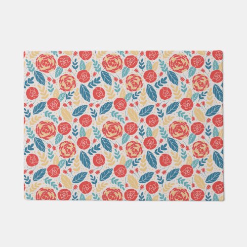 Vintage Summer Garden Blooming Flowers Doormat