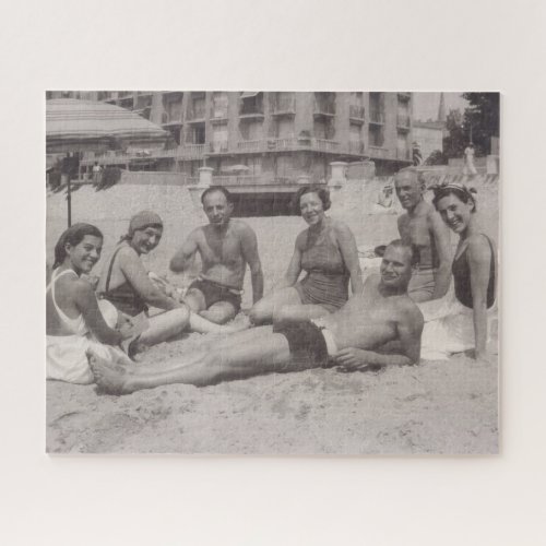 Vintage summer holidays on the beach France 1930s Jigsaw Puzzle