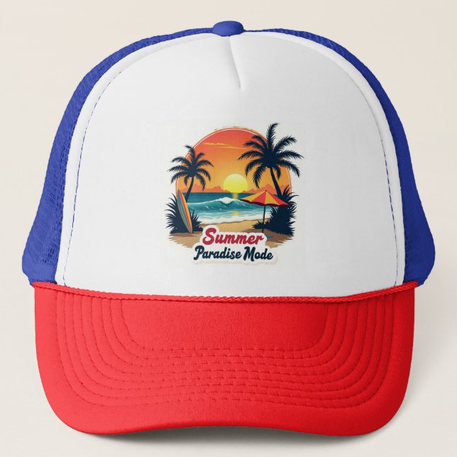 Vintage Summer Paradise Surf Style Hat (Front)