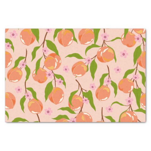 Vintage Summer Peach Fruit Boho Couples Shower Tissue Paper