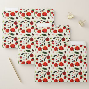 Vintage Summer Peachy Fruit Pink Flowers Butterfly File Folder