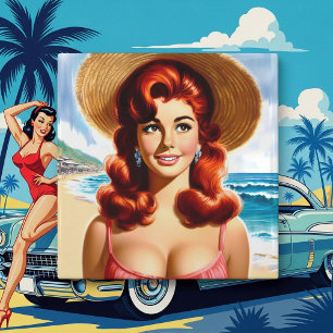 Vintage Summer Pin-up Ceramic Tile