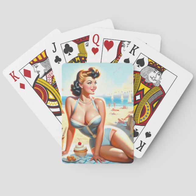 Vintage Summer Pin-Up Girl Poker Cards (Back)