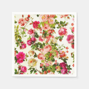 Vintage Summer Pink Rose Peonies Flowers Napkins