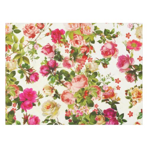 Vintage Summer Pink Rose Peonies Flowers Tablecloth