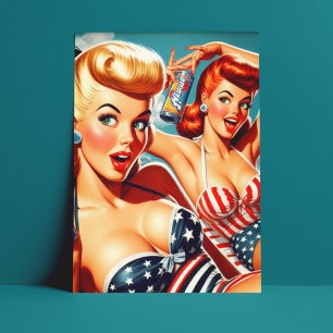 Vintage Summer Pinups Postcard