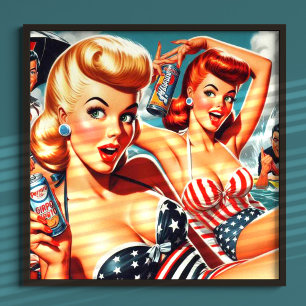 Vintage Summer Pinups Poster