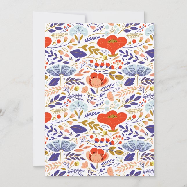 Vintage Summer Poppy Wildflowers  Announcement (Front)