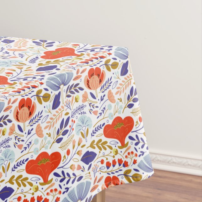 Vintage Summer Poppy Wildflowers  Tablecloth (In Situ)