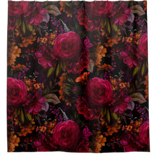 Vintage Summer Romanticism Maximalism Moody Floral Shower Curtain