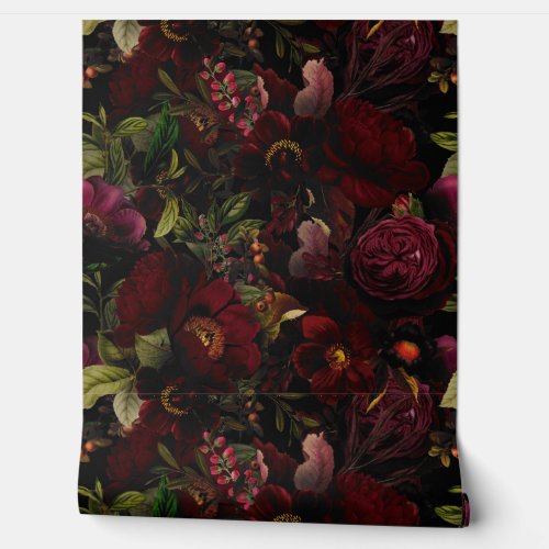 Vintage Summer Romanticism Maximalism Moody Floral Wallpaper