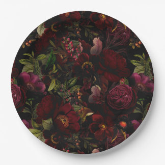 Vintage Summer RomanticismMaximalism Moody Floral Paper Plates