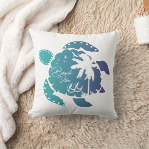 Vintage Summer Sea Turtles Throw Pillow