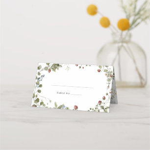 Vintage Summer Strawberry Wildflower Place Card