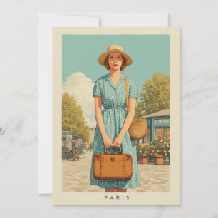 Vintage Summer Stroll in Paris Invitation