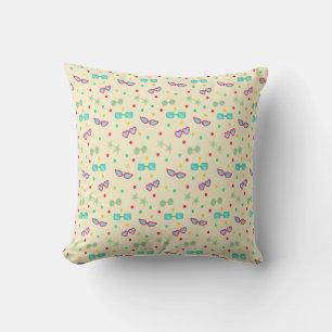 Vintage Summer Sunglass Star Polka Dot Throw Pillow