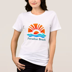 Vintage Summer Sunset I Ocean Waves, and Seagull Tri-Blend Shirt