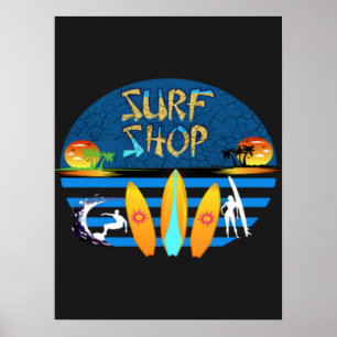 Vintage Summer Surf Shop Poster
