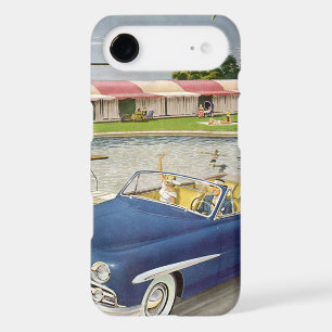 Vintage Summer Vacation, Convertible Car and Motel iPhone 17 Air Case