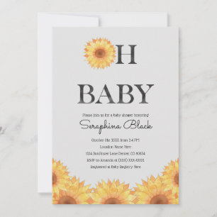Vintage Summer Watercolor Sunflower Baby Shower Invitation