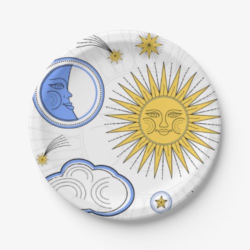 Vintage Sun and Moon Paper Plates