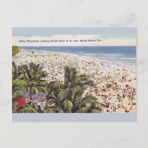 Vintage Sun Bathing Miami Beach Florida Post Card