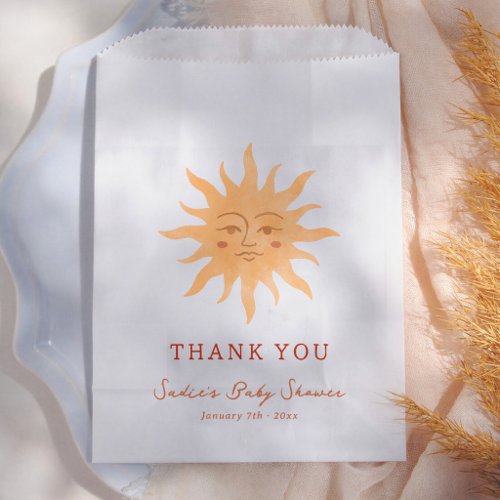 Vintage Sun Boho Sunshine Baby Shower Thank You Favor Bag