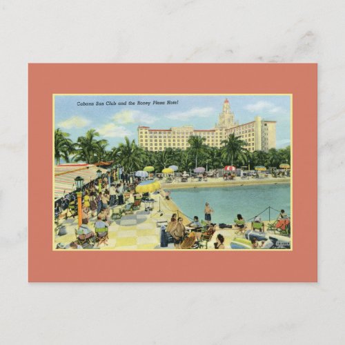 Vintage Sun Club and Roney Plaza Miami Beach Postcard