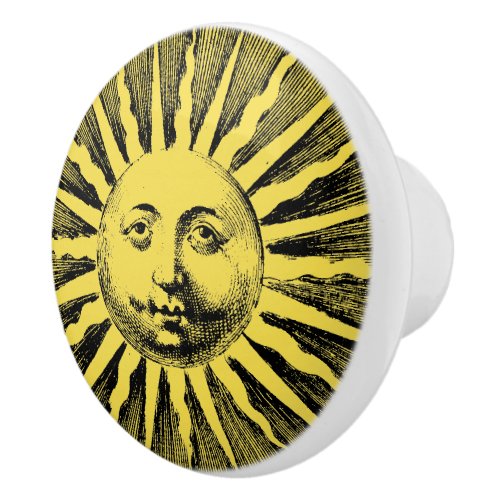 Vintage Sun Face Ceramic Knob